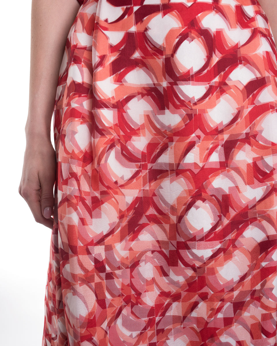 Roksanda Red Sheer Geometric Layered Long Skirt and Top Suit - M