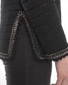 Chanel 10P Black Chain Trim Knit Cardigan - 38