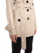 Burberry Beige Leather Short Trench Coat Jacket - 6