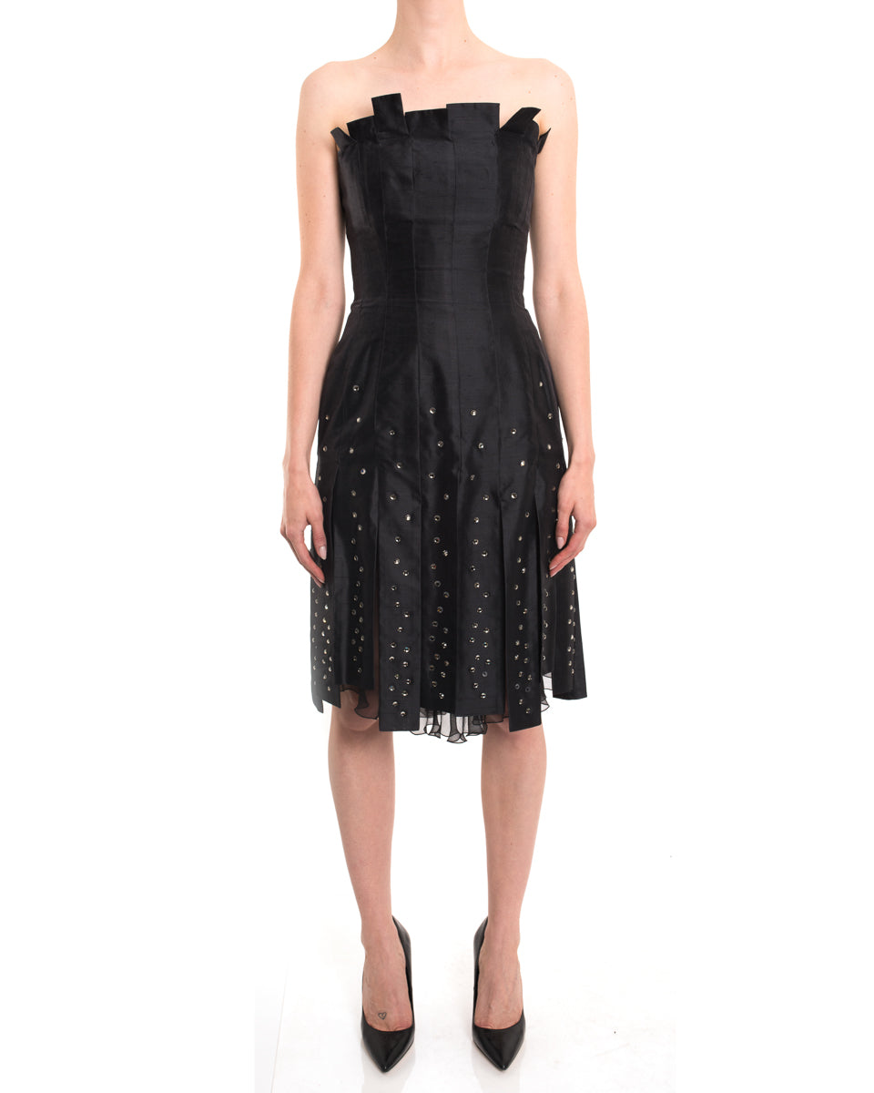 Thierry Mugler Vintage Black Strapless Carwash Jewel Dress - 2