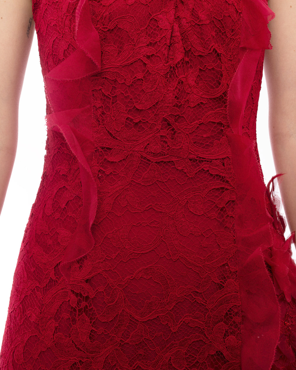 Oscar de la Renta Spring 2016 Red Strapless Lace Gown - 6