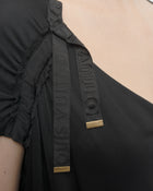 Louis Vuitton Black Jersey Short Sleeve Logo Ribbon Top - S