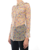 Chanel Resort 2011 Yellow Pink and Blue Sheer CC Shirt - 36 / 4