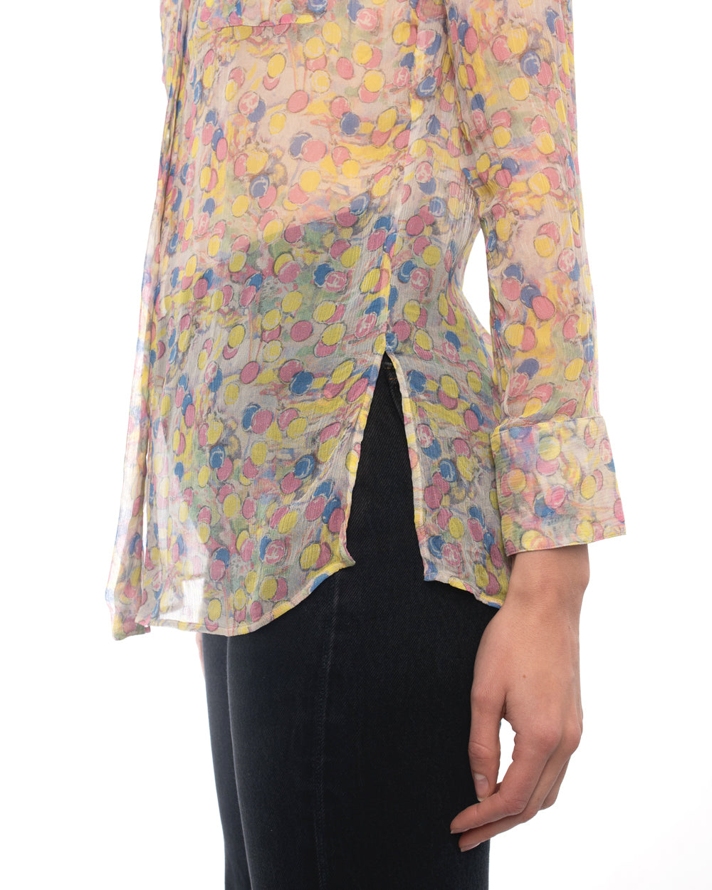 Chanel Resort 2011 Yellow Pink and Blue Sheer CC Shirt - 36 / 4