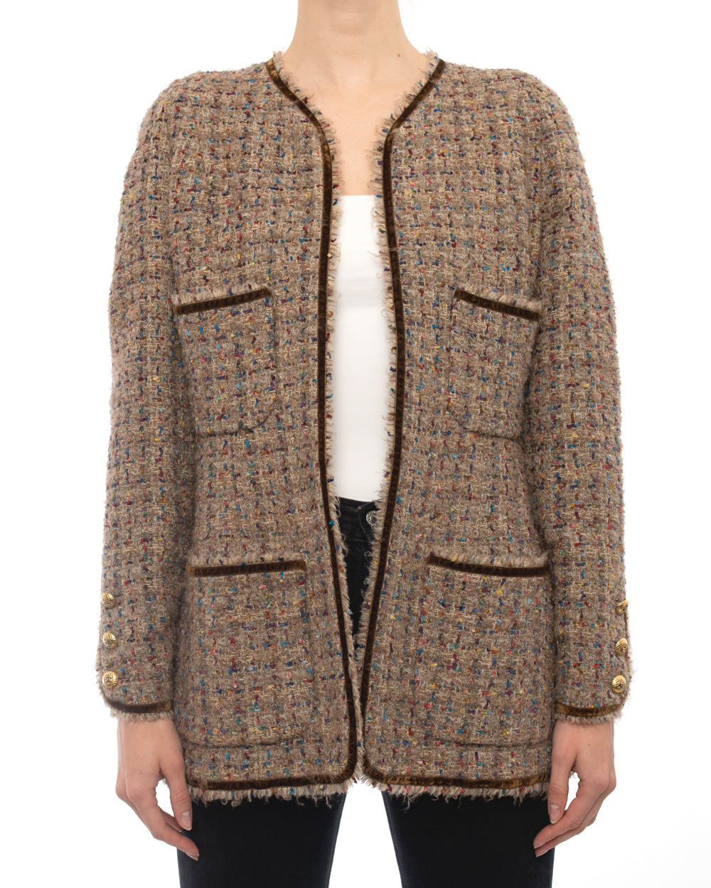 Tweed suit jacket Chanel Brown size 36 FR in Tweed - 32828762