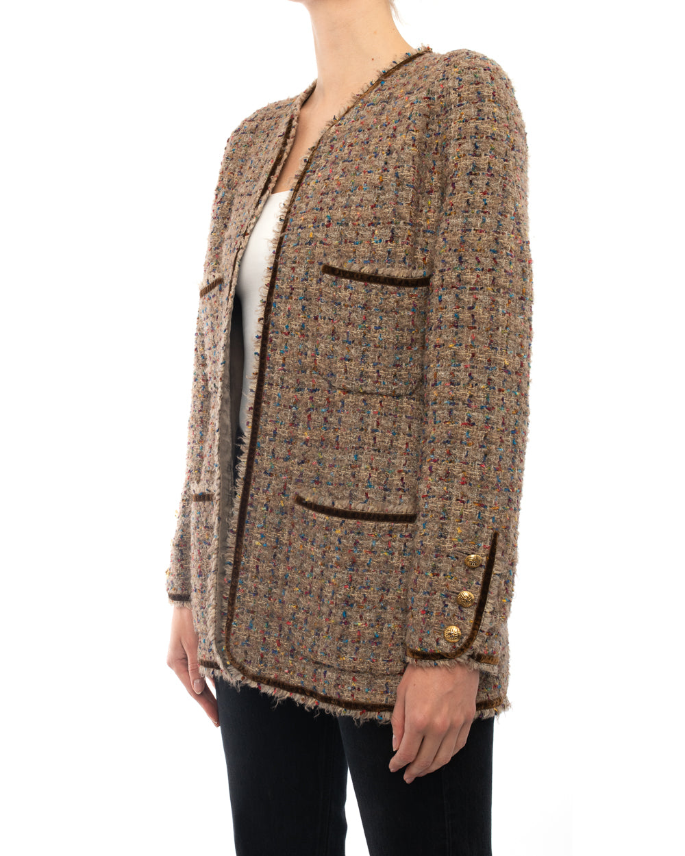 Chanel 1986 Vintage Brown Tweed Jacket with Gold CC Buttons - 42 / 10 – I  MISS YOU VINTAGE