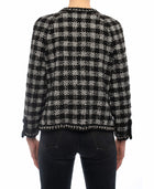 Chanel Fall 2011 Ad Campaign Silver Black Check Tweed Jacket - 40