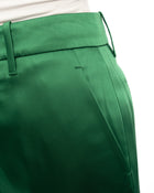 Gucci Green Satin Wide Leg Cuff Trouser Pants - 4
