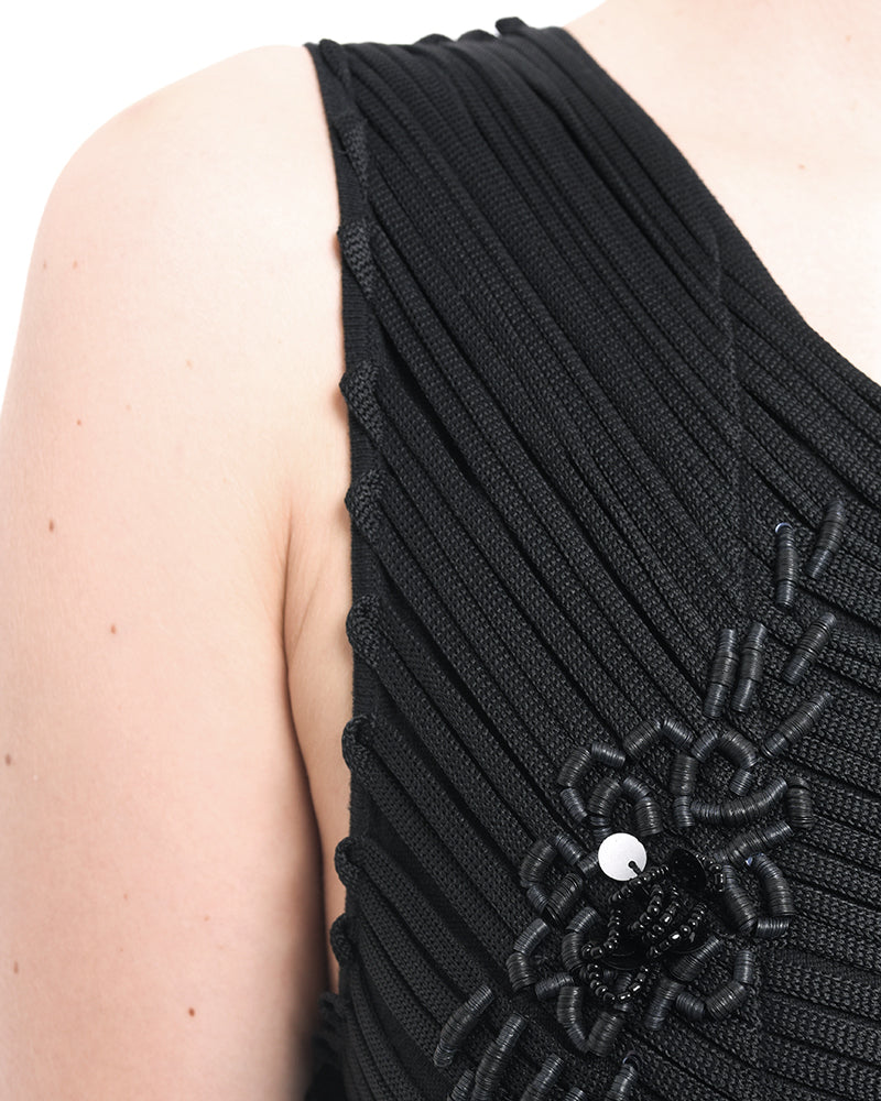 Emporio Armani Black Sleeveless Beaded Rope Dress - 4