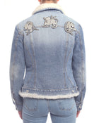 Alexander McQueen Denim Shearling Embroidered Jacket - M