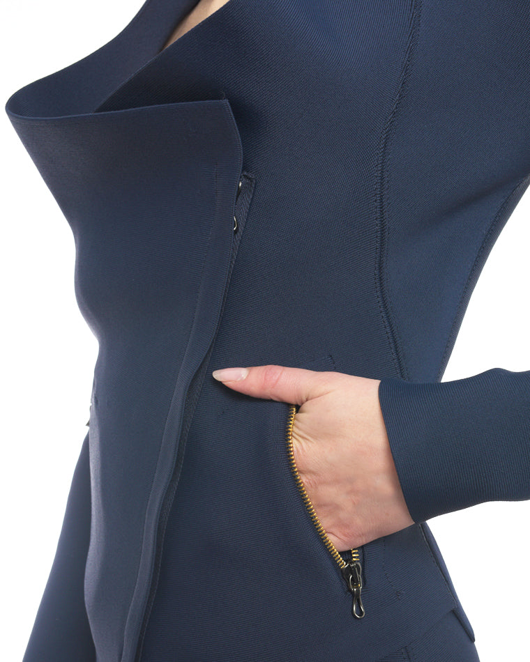 Roland Mouret Steel Blue Solar Bandage Jacket and Skirt Suit - S