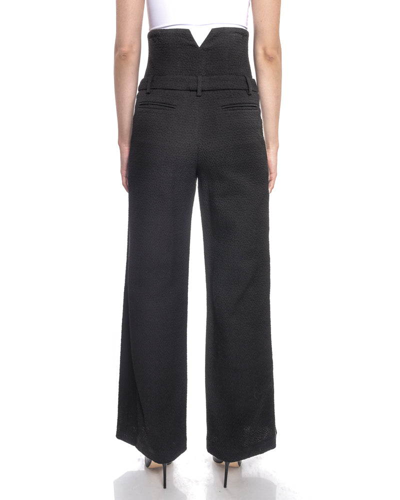 Chanel 2016 Resort Runway Black Wide Leg High Waist Cincher Pants 36