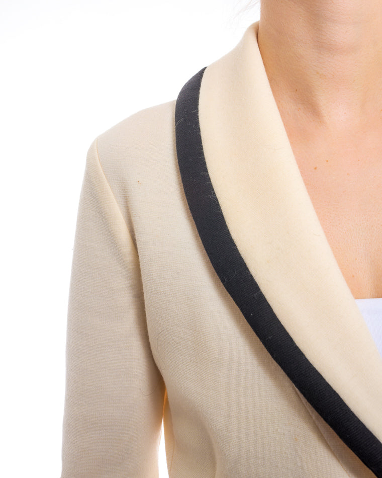 Balenciaga Fall 2018 Ivory Wool Knit Jersey Stripe Jacket - 6