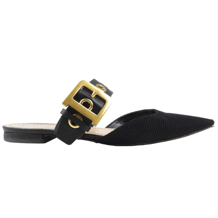 Dior D-Dior Black Technical Fabric and Leather Flat Mules - 39