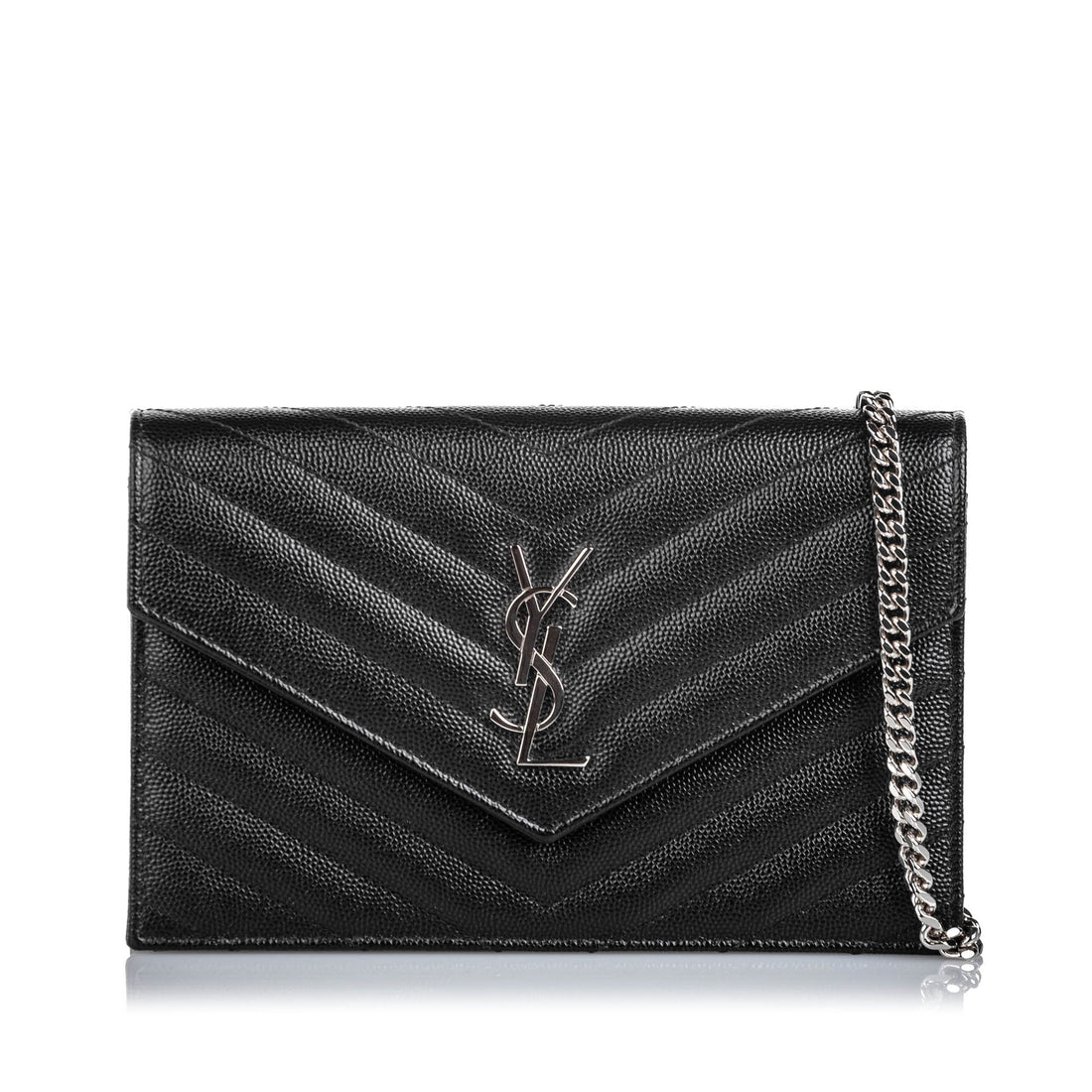 Shop Saint Laurent Envelope Monogram Matelassé Leather Wallet-On