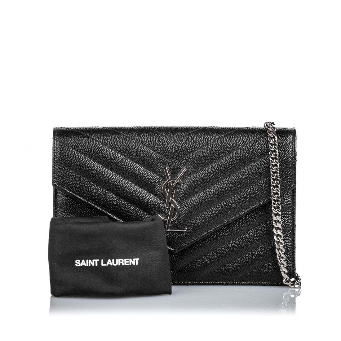 Saint Laurent Red Monogram Matelassé Envelope Wallet On Chain