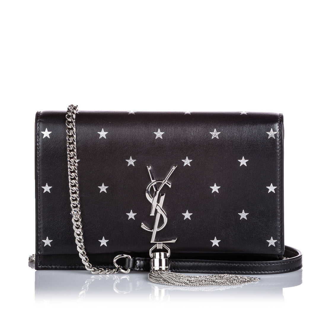 Saint Laurent Black Leather and Silver Star Kate Wallet on Chain – I MISS  YOU VINTAGE