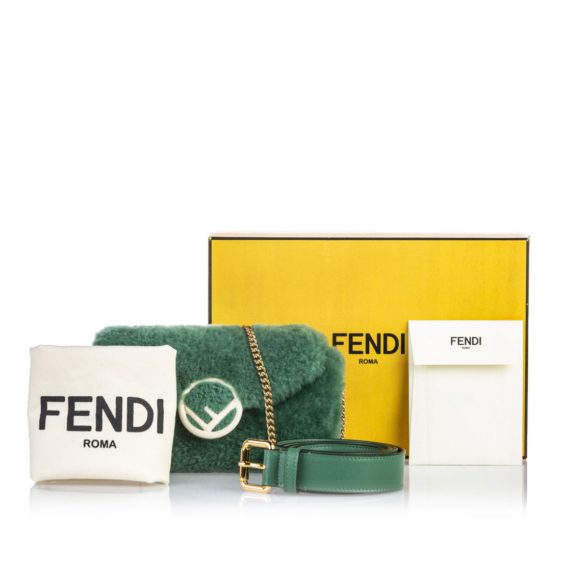 Fendi Sea Green Shearling Convertible 2 in 1 Crossbody / Belt Bag