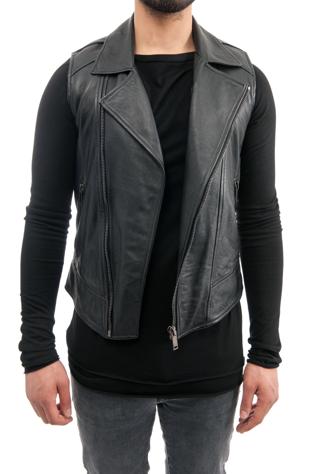 Gareth Pugh Black Leather Motorcycle Zip Vest