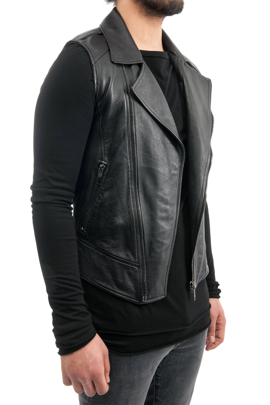 Gareth Pugh Black Leather Motorcycle Zip Vest I MISS YOU VINTAGE Gareth Pugh Black Leather Motorcycle Zip Vest I MISS YOU VINTAGE