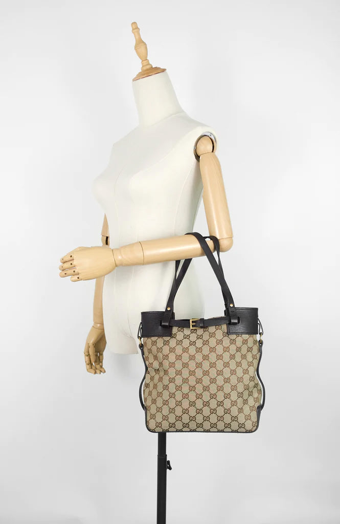 Gucci Monogram Canvas Buckle Detail Tote Bag