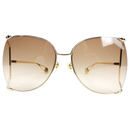 Gucci Oversized Goldtone Gradient Sunglasses with Pearls