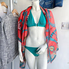 Hermes Bain / Swim Coral Green Beach Pareo Wrap + Bikini Set