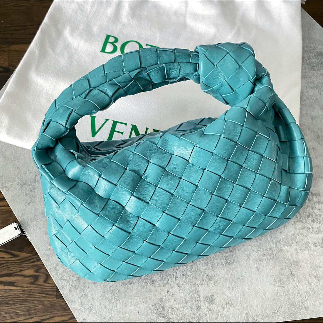 Bottega Veneta // Dark Brown Mini Jodie Intrecciato Print Knotted Bag – VSP  Consignment