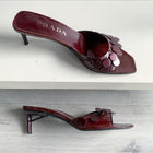 Prada Vintage Burgundy Patent Low Heel Mules with Pailettes - 37.5