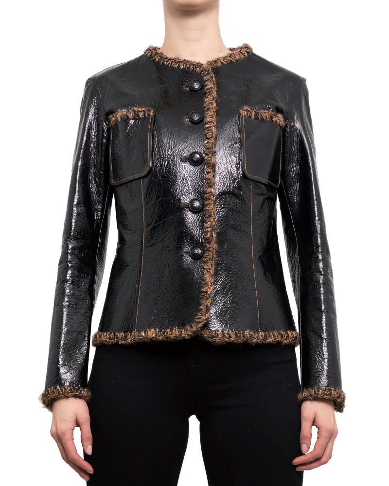 Yves Saint Laurent Black Leather Bomber Jacket Size 6/40 - Yoogi's Closet
