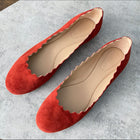Chloe Paprika Suede Lauren Scalloped Flat Shoes - 38.5