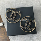 Chanel 19B Braided CC Large Light Gold Hoop Earrings