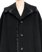Comme des Garcons Black Wool Flare Coat with Ruffle Trim - S