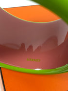 Hermes Green and Pink Lacquer Wide Assam Bangle