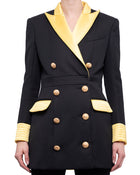 Balmain Black and Yellow Double Breasted Jacket - 38