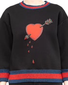 Gucci Black Sweatshirt with Red Jewelled Heart with Arrow - XS