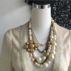 Chanel 2007 Fall Multi-strand Pearl and Gold Chain Gripoix Necklace