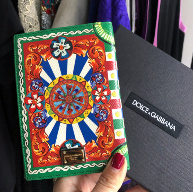 Dolce and Gabbana Green and Yellow Passport Holder