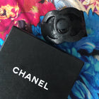 Chanel 08A Wide Black Leather CC Turn Clasp Cuff Bracelet