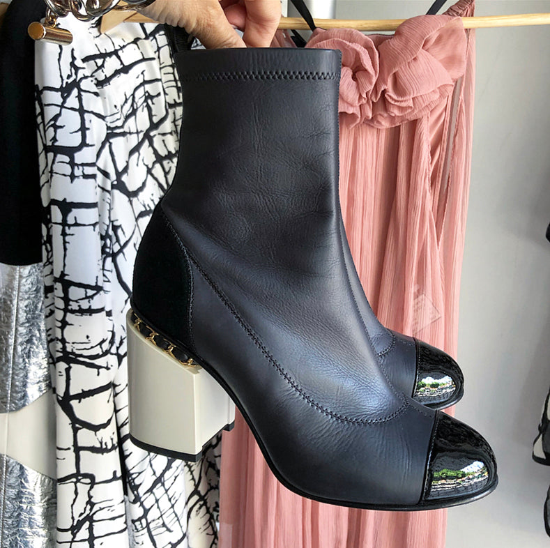 Chanel black heeled boots Clearance