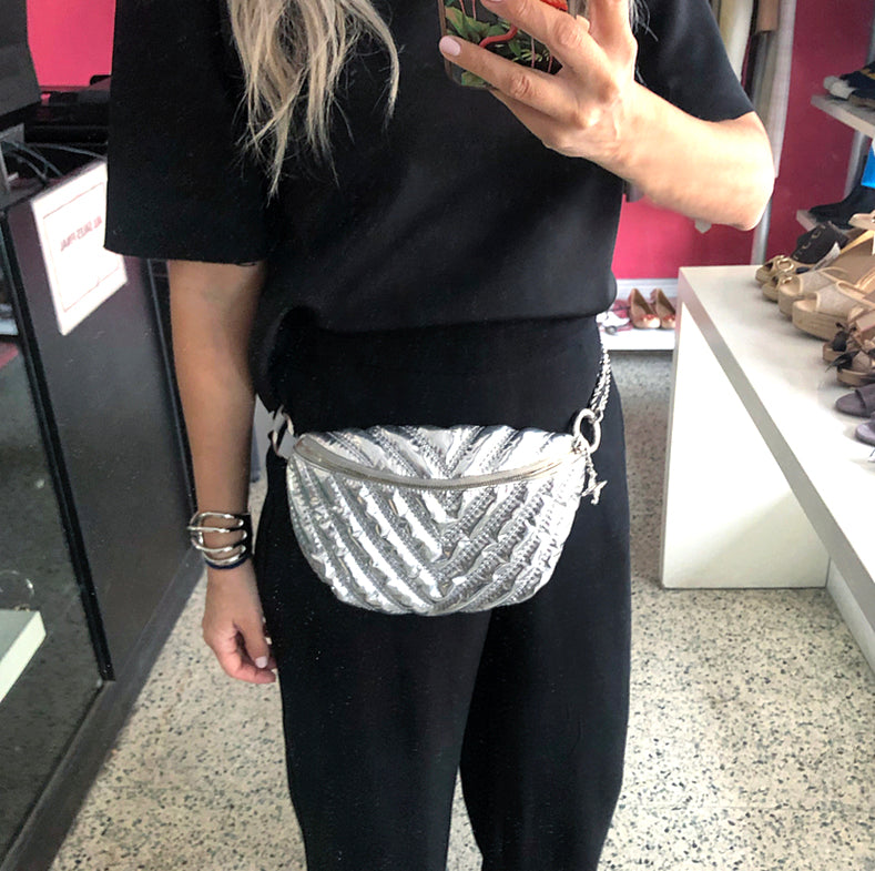 Chanel Fall 2017 Silver Metallic Space Belt Bag Fanny Pack
