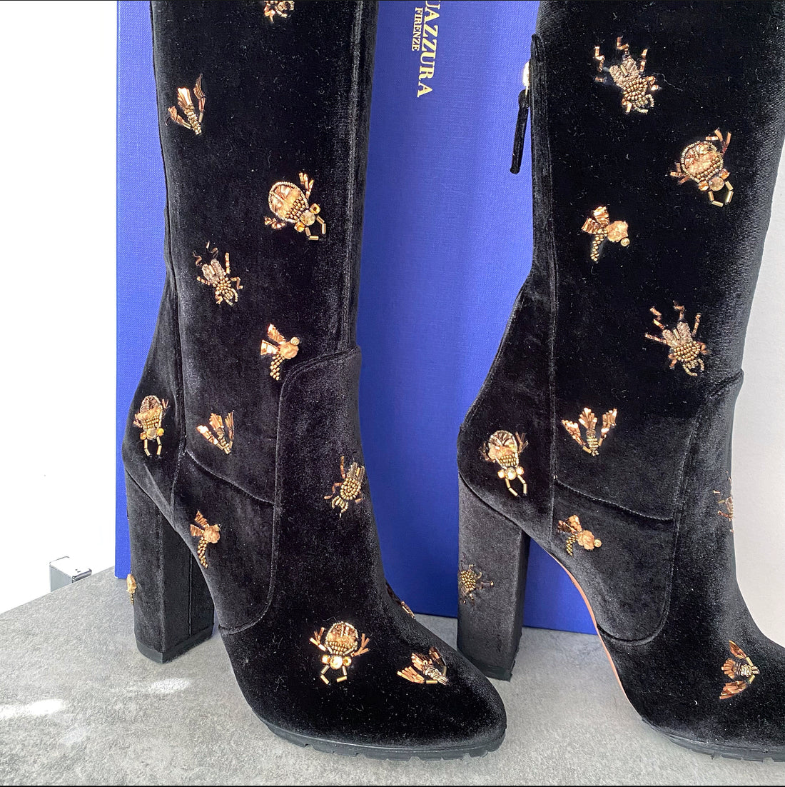 Velvet on sale embroidered boots