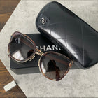 Chanel Brown and Light Gold Sunglasses