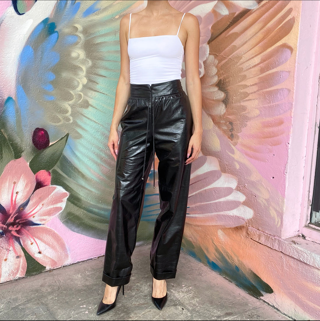 Chanel 14K Black Leather High Waist Runway Pants - FR34 / 36 – I MISS YOU  VINTAGE