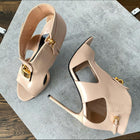 Tom Ford Nude Leather Lock High Heels - 38