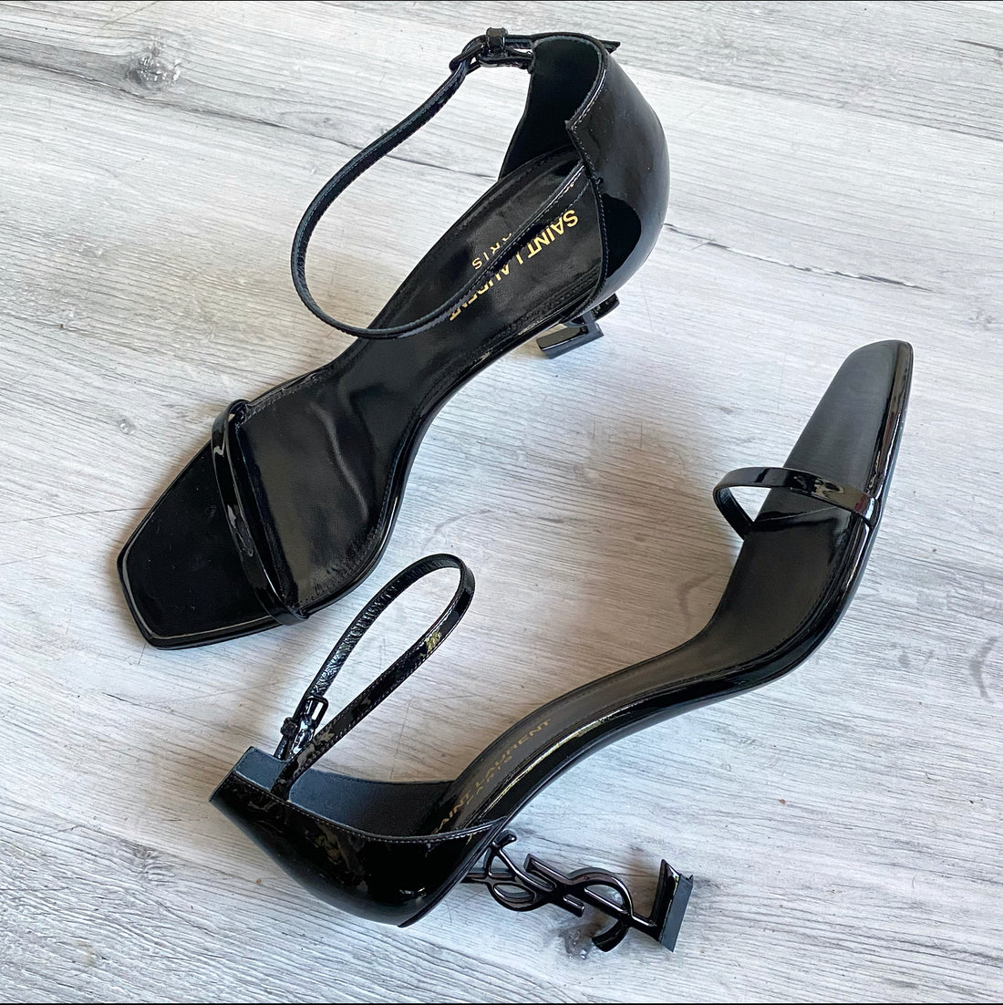 Saint Laurent Black Patent Opyum Sandals - 39.5 / 9