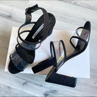 Manolo Blahnik Black Suede and Clear Heels - USA 7.5