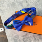 Hermes Vintage Blue Silk Mini Bow Tie