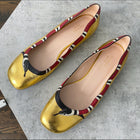 Gucci Gold Metallic Snake Flat Shoes - 38 / 8