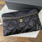 Chanel 2022 Black Satin Ribbon Clutch / Tote Bag